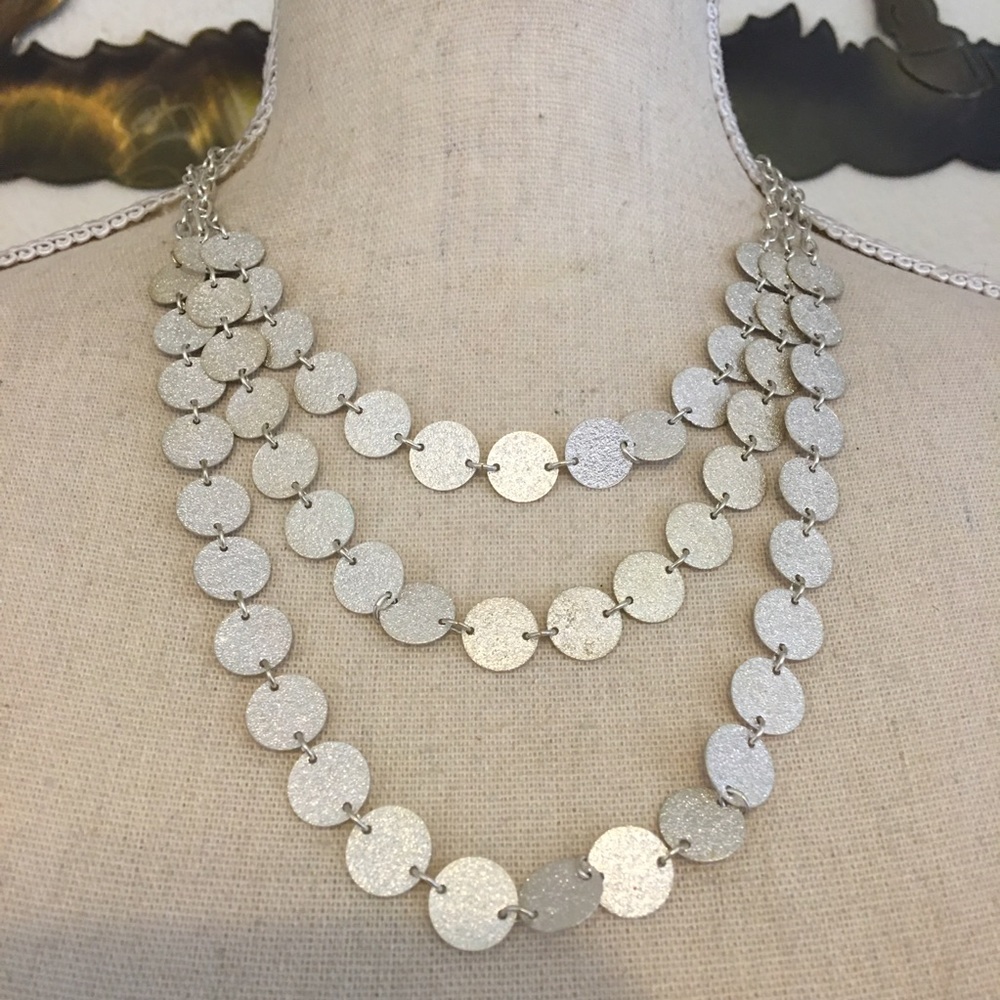 NY&Co silver tone coin disc layered necklace